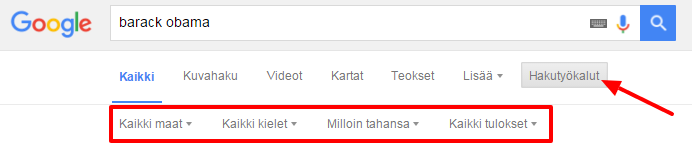 Google valikko